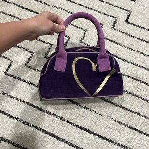 Victoria's Secret Purple and Gold Heart Satchel